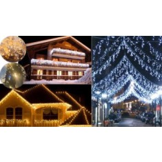 Perdea luminoasa turturi inegali de exterior, instalatii luminoase exterior turturi cu flash, 7 m lungime, iluminat festiv stradal Craciun/case/hotel