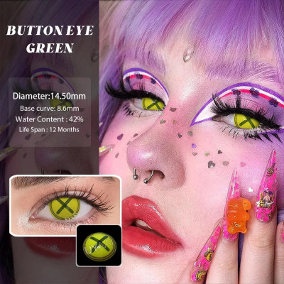 Lentile de contact colorate diverse modele cosplay - BUTTON EYE GREEN foto