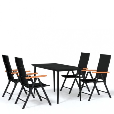 Set de servit masa pentru gradina, 5 piese, negru foto