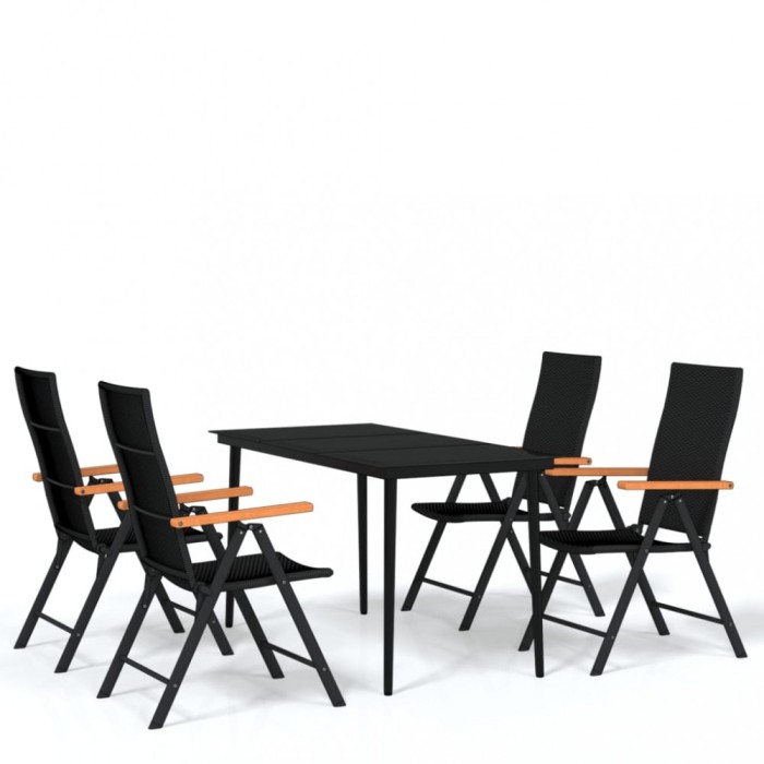 Set de servit masa pentru gradina, 5 piese, negru