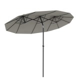Outsunny Umbrelă de Grădină Dublă &Icirc;nclinabilă la 45&deg; cu Manivelă si 3 Orificii de Ventilație, 295x152x222 cm, Gri | Aosom Romania
