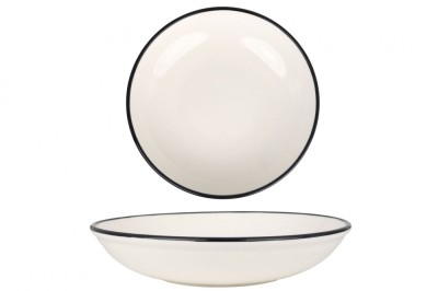 Rinart Farfurie ad&amp;acirc;ncă - Black Edge - Porţelan - 25 cm (1200cc) - set de 6 foto
