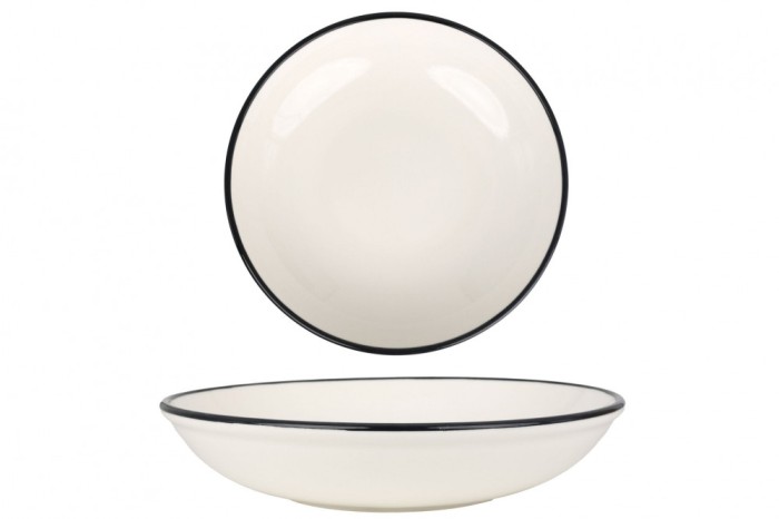 Rinart Farfurie ad&acirc;ncă - Black Edge - Porţelan - 25 cm (1200cc) - set de 6