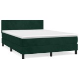 Cumpara ieftin Pat box spring cu saltea, verde inchis, 140x190 cm, catifea
