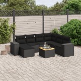 VidaXL Set mobilier de grădină cu perne, 8 piese, negru, poliratan