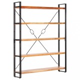 Gossi biblioteca cu 5 rafturi, 140x30x180 cm, lemn masiv de acacia