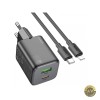 Incarcator Retea Cu Cablu Lightning HOCO N41 20W 3A 1 x USB-A - 1 x USB-C Negru
