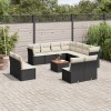 Gossi set canapele de gradina, 12 piese, cu perne, negru, poliratan
