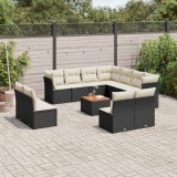 Gossi set canapele de gradina, 12 piese, cu perne, negru, poliratan