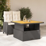 VidaXL Set mobilier de grădină cu perne, 2 piese, negru, poliratan