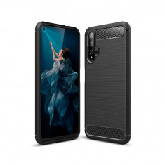 Husa Compatibila cu Huawei Nova 5T / Honor 20 Techsuit Carbon Silicone Negru