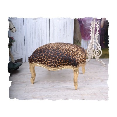 Scaunel din lemn masiv auriu cu tapiterie leopard CAT688A16 foto
