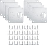 Set 8 accesorii pentru balama, JENUOS&reg;, Cu suruburi, 90 x 90 mm, Inox, Argintiu