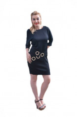 Rochie feminina, neagra, cu un croi shic foto