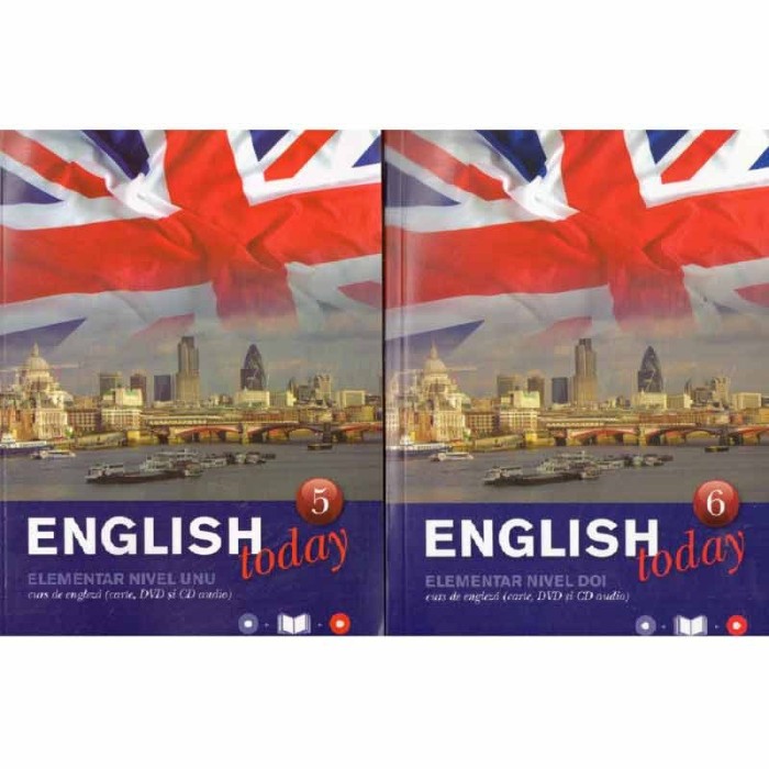 - English today - elementar nivel 1,2,3,4 (carte, dvd si CD audio)
