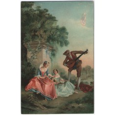 Pictura de Lancret - Ora de muzica, vedere litho Stengel