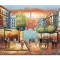 Tablou Paris pictat manual, Vedere cu turnul Eiffel, 90x60cm ulei pe panza in cutit efect 3D