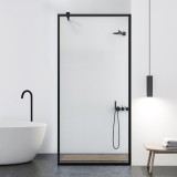 Paravan dus walk-in Aqua Class &reg; Black, model Frame negru, sticla clara, securizata, 120x195 cm, Leroy Glass