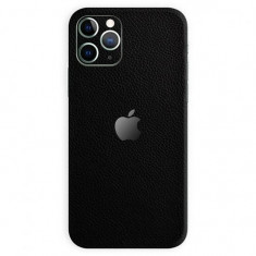 Set Folii Skin Acoperire 360 Compatibile cu Apple iPhone 11 Pro Max (Set 2) - ApcGsm Wraps Leather Black