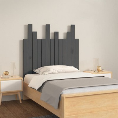 vidaXL Tăblie de pat pentru perete, gri, 82,5x3x80 cm, lemn masiv pin 824805 foto