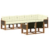 vidaXL Set de canapele de exterior cu pernă 8 pcs Natural și Crem 3382026