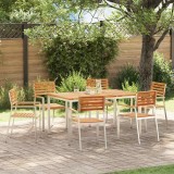 vidaXL Setdediningpentrugrădină 7 pcs Maro Lemn de tec masiv 3334784