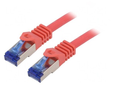 Patch Cord S/FTP Cat 6a LSZH Roșu 10m foto