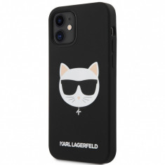 Husa TPU Karl Lagerfeld Choupette Head pentru Apple iPhone 12 mini, Neagra KLHCP12SSLCHBK