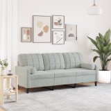 VidaXL Canapea cu 3 locuri cu pernuțe, gri deschis, 180 cm, catifea 3278229