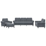 Cumpara ieftin Set de canapele cu perne, 4 piese, gri inchis, catifea