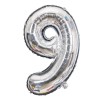 Balon din folie flippy, cifra 9, 81 cm, pentru aer sau heliu, bulk, argintiu