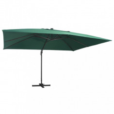 Umbrela suspendata cu LED si stalp aluminiu verde 400x300 cm GartenMobel Dekor foto