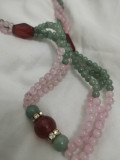 UNICAT-Colier VINTAGE OLD -cu pietre Jad roz și jad verde lantisor cadou