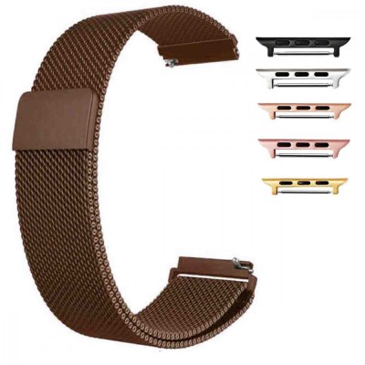 Curea tip Milanese Loop compatibila cu Apple Watch 10, 46mm, Coffee foto