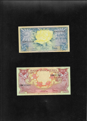 Set Indonezia 5 + 10 rupiah rupii 1959 unc foto