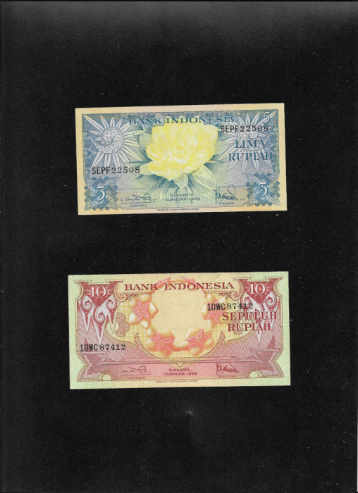 Set Indonezia 5 + 10 rupiah rupii 1959 unc