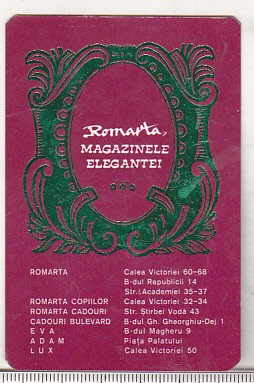 bnk cld Calendar de buzunar 1978 - Magazinele Romarta