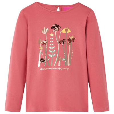 Tricou pentru copii cu m&amp;acirc;neci lungi, roz antichizat, 116 foto