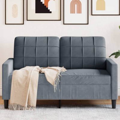 vidaXL Canapea cu 2 locuri, gri &amp;icirc;nchis, 120 cm, catifea 4007615 foto