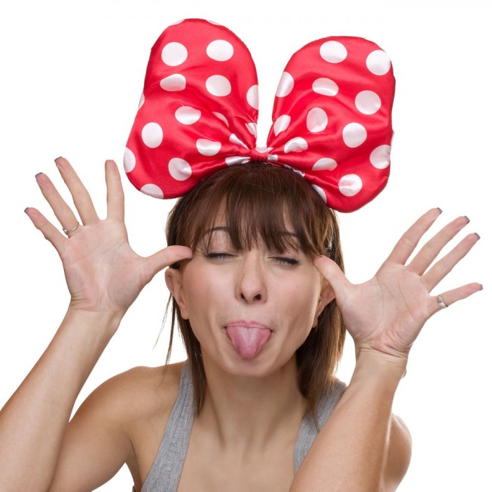 Bentită Deghizare, Eroi Minnie, Fundă Mare, Culoare Roșu, Buline Albe