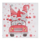 Șervețele de Masă Crăciun Joli Gnome, Alb/Roșu, 33x33cm, Set 160 Bucăți