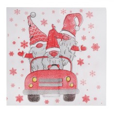 ?erve?ele de Masa Craciun Joli Gnome, Alb/Ro?u, 33x33cm, Set 160 Buca?i foto