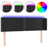 Cumpara ieftin Tablie de pat cu LED, negru, 147x16x78/88 cm, piele ecologica