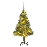 Cumpara ieftin Brad Crăciun artificial, 150 LED/globuri/zăpadă pufoasă, 120 cm
