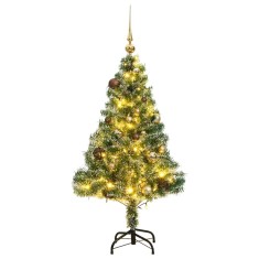 Brad Crăciun artificial, 150 LED/globuri/zăpadă pufoasă, 150 cm foto