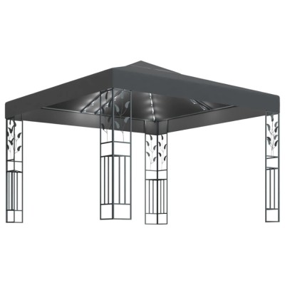 Pavilion cu sir de lumini LED, antracit, 3x3 m foto