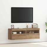 VidaXL Dulap TV de perete cu LED, 2 buc., stejar artizanal 60x30x40 cm