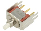 &Icirc;ntrerupător C&amp;K SPDT ON-(ON), Acționat prin Apăsare, Montare THT/PCB, 3 Terminale, 0.4A/20V, SPDT8125SD3V3BE