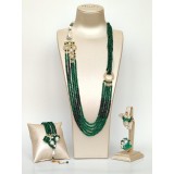 Cumpara ieftin Set Bijuterii Deluxe Agat Verde Smarald &amp; Perle Cultură, Argint Placat Aur, Colier, Cercei, Inel &amp; Brățară, Handmade Italia
