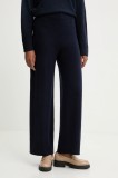United Colors of Benetton pantaloni cu l&acirc;nă culoarea bleumarin, lat, high waist, 102HDF00Z